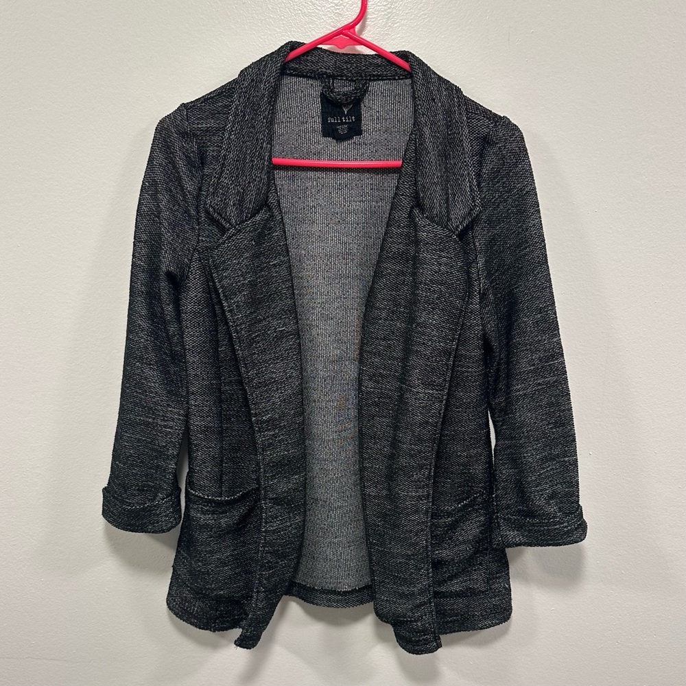 Full Tilt Charcoal Knit sweater business casual Blazer oversized small